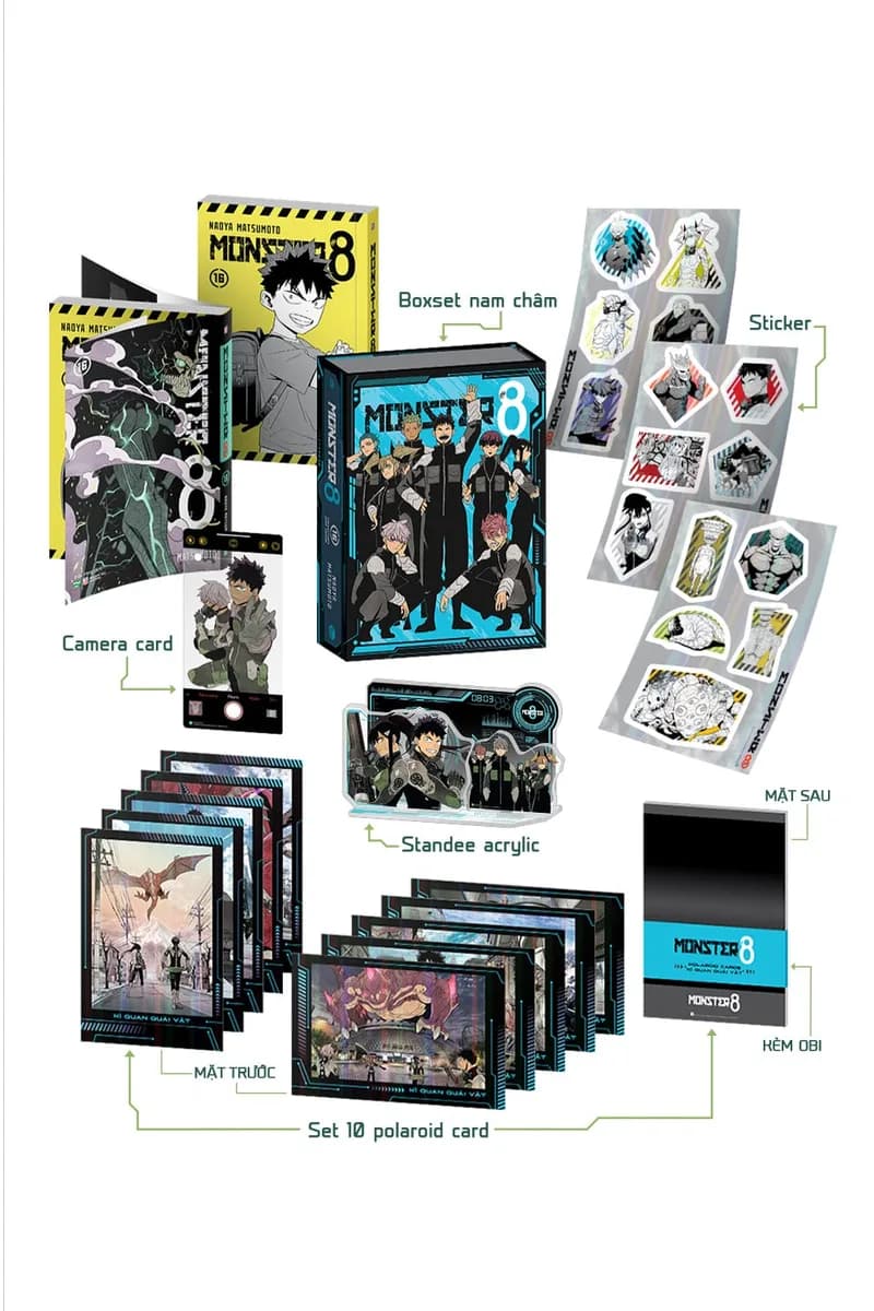 Bìa Monster #8 - Tập 16 - Bản Sưu Tầm Dark Ver. - Tặng Kèm Boxset Nam Châm + Standee Acrylic + Set 10 Polaroid Card + Camera Card + Sticker