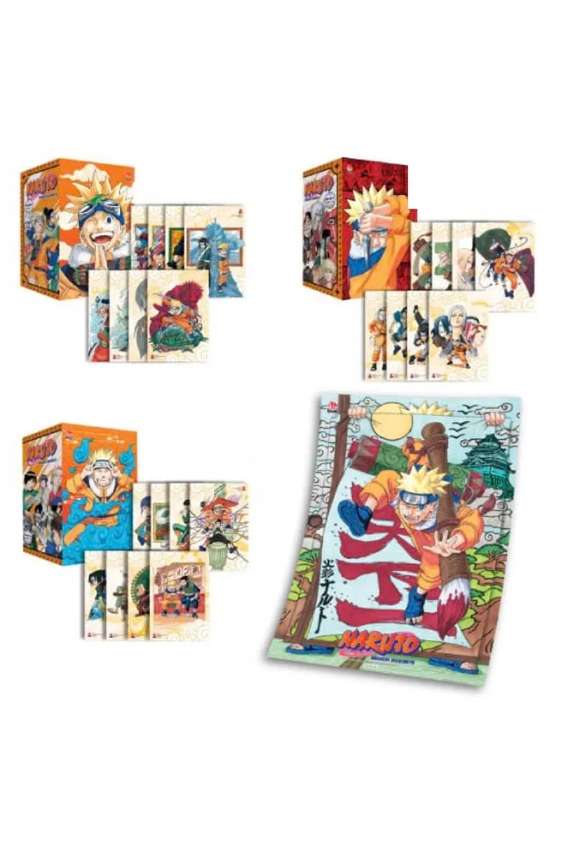 Bìa Naruto - Bản Kỷ Niệm 50 Năm Fahasa - Box 1-2-3 - Tập 1–24 (Bộ 3 Hộp) - Tặng Kèm 24 Ivory Card + 1 Poster