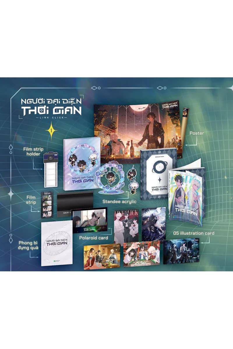 Bìa Người Đại Diện Thời Gian - Link Click - Tập 1 - Bản Sưu Tầm - Tặng Kèm Polaroid Card + Filmstrip + Filmstrip Holder + 05 Illustration Card + Standee Acrylic + Poster