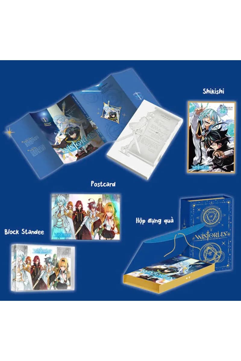 Bìa Wistoria's Wand and Sword - Tập 1 - Bản Đặc Biệt - Tặng Kèm Shikishi + Postcard + Block Standee Acrylic + Hộp Đựng