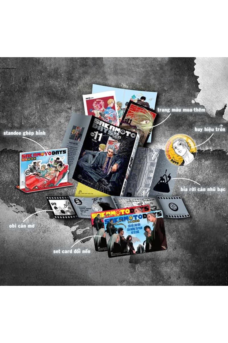 Sakamoto Days - Tập 11 - Một Đòn - Bản Đặc Biệt - Tặng Kèm Obi + Huy Hiệu + Set 3 Card Đổi Nền + Standee Lắp Ghép - ảnh đúng phiên bản