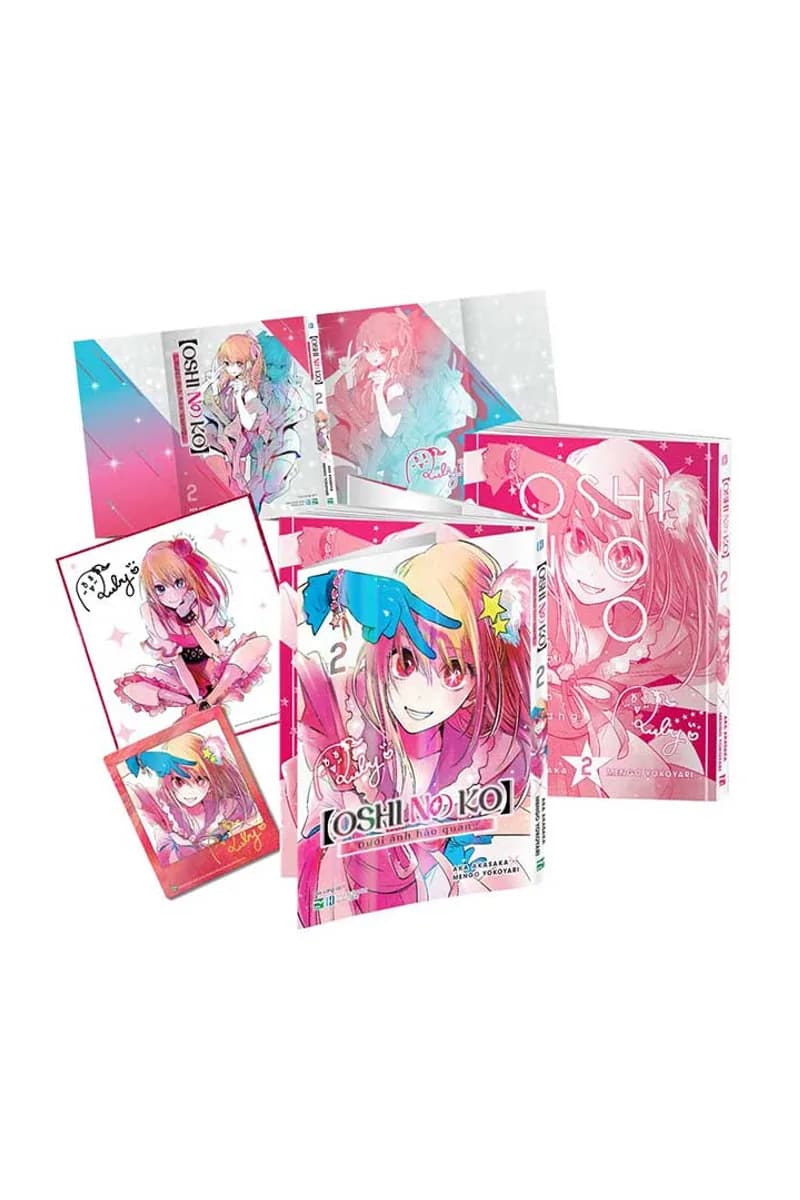 Bìa Oshi No Ko - Dưới Ánh Hào Quang - Tập 2 - Bản Đặc Biệt - Tặng Kèm Bìa 2 Mặt + Oshi No Card Kèm Chữ Kí Đặc Biệt + OSHIkishi Đầy Màu Sắc